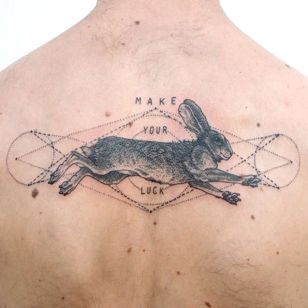 Tattoo artist Pony Reinhardt black dotwork and linework tattoo